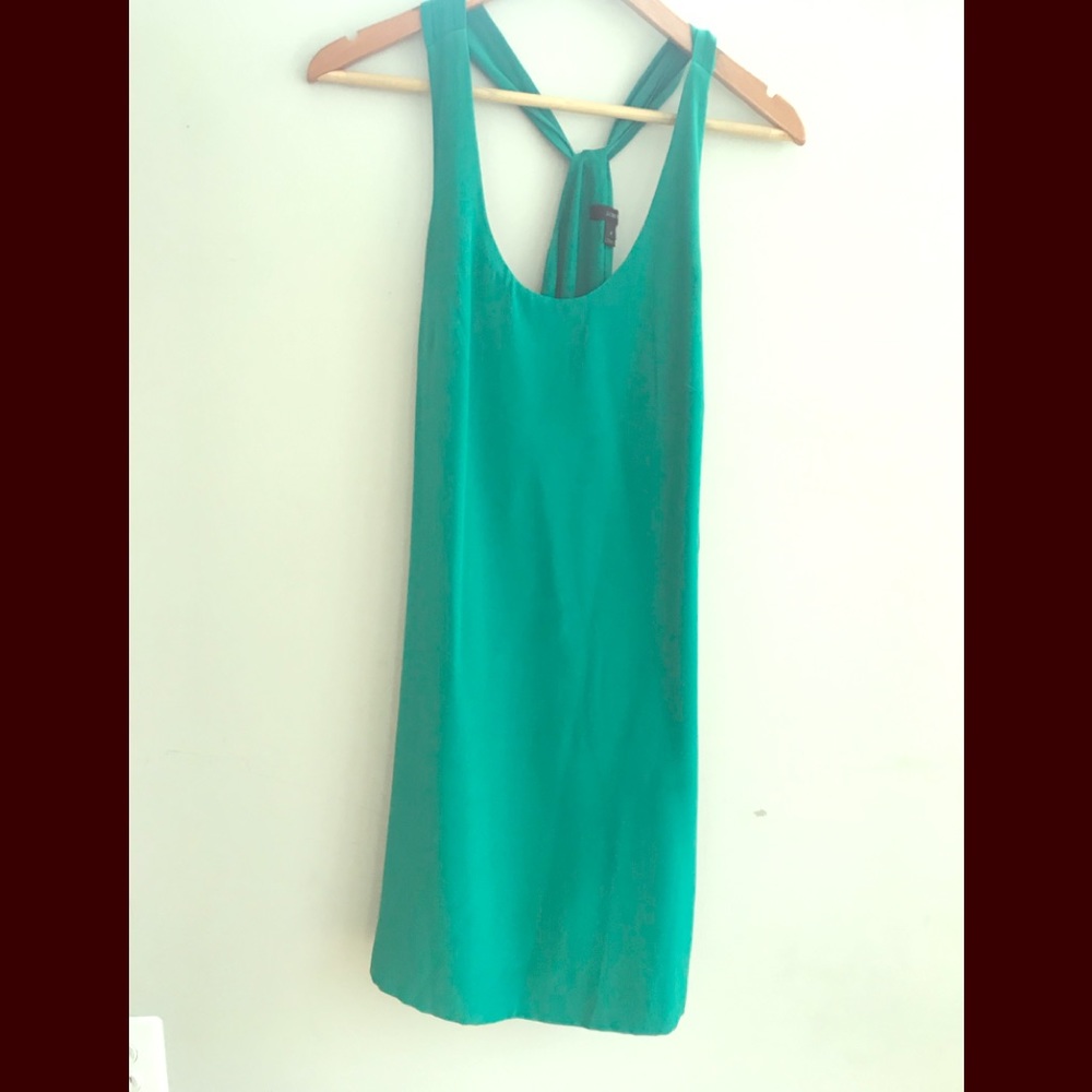 Green satin dress